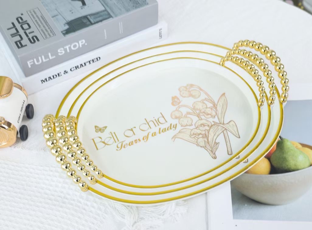 欧洲风塑料餐盘烧烤盘酒店用品玻璃盘时尚家用餐具套装产品图