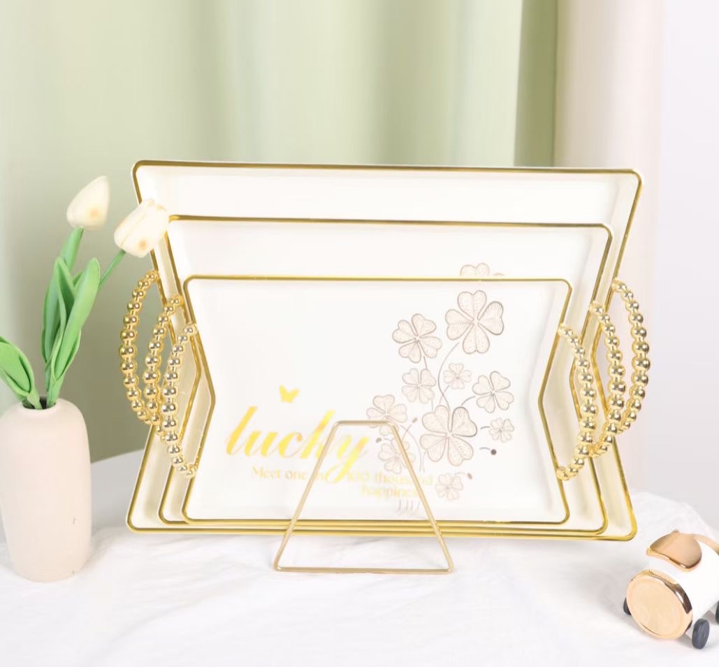 欧洲风塑料餐盘烧烤盘酒店用品玻璃盘时尚家用餐具套装细节图