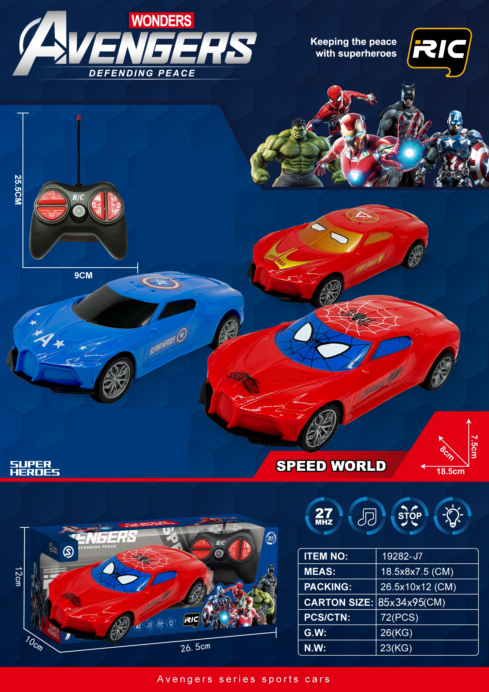 Four-way Spider-Man/Iron Man/Captain America remote Control car details Picture