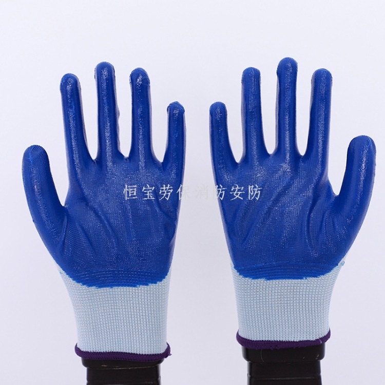 劳保手套丁晴浸胶挂胶丁腈手套耐磨防护防滑加厚丁晴手套批发细节图