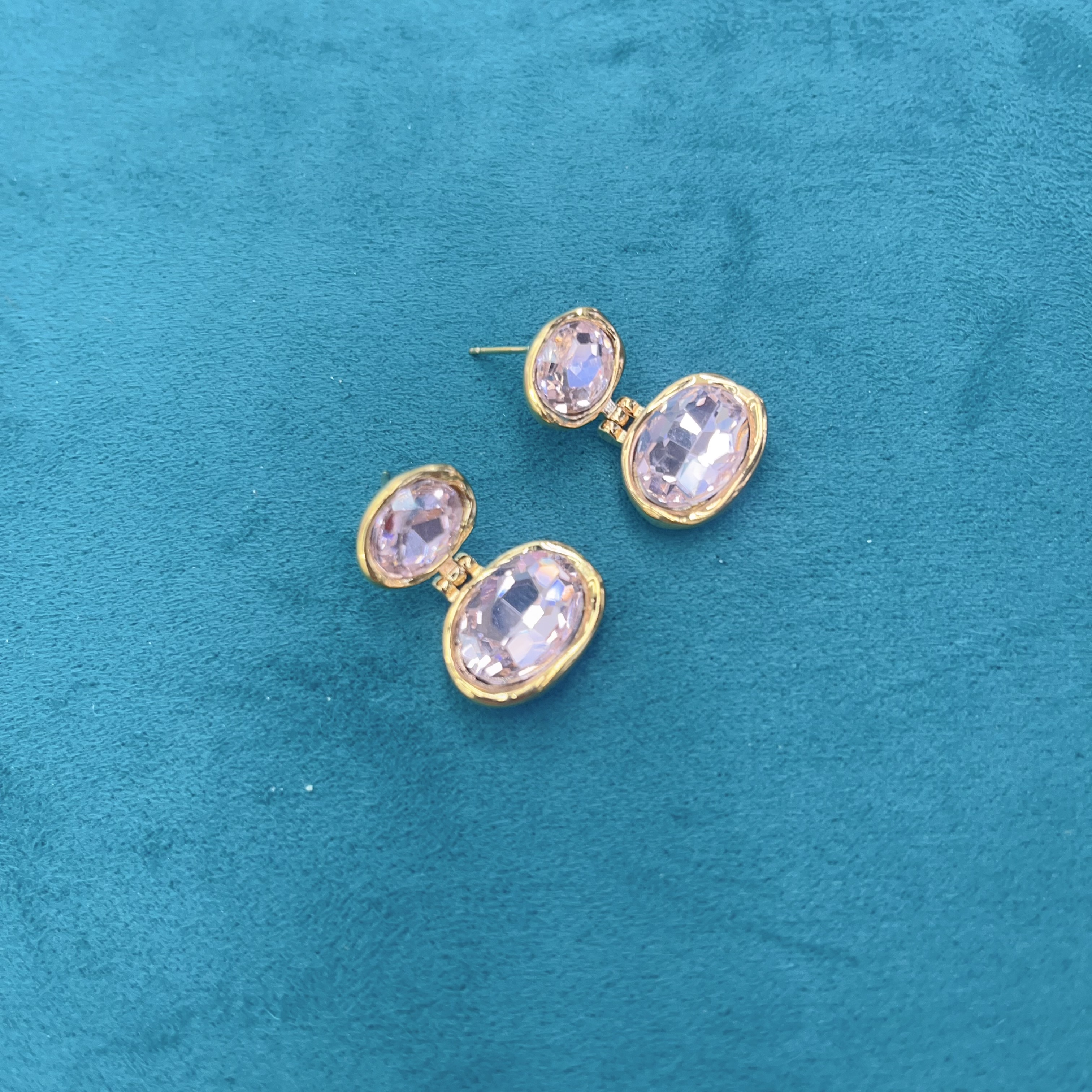 时尚耳饰简约时尚耳钉气质百搭耳环潮流个性粉色椭圆饰品