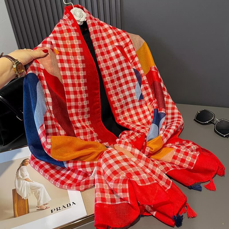 Silk scarf for women, long Muslim headscarf, cashmere imitation brand silk scarf, fashionable, versatile, comfortable and soft scarf, headscarf, silk scarf detail image 2