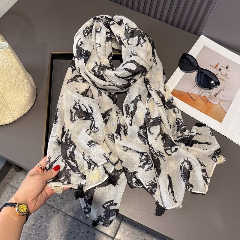 Silk scarf for women, long Muslim headscarf, cashmere imitation brand silk scarf, fashionable, versatile, comfortable and soft scarf, headscarf, silk scarf detail image 3