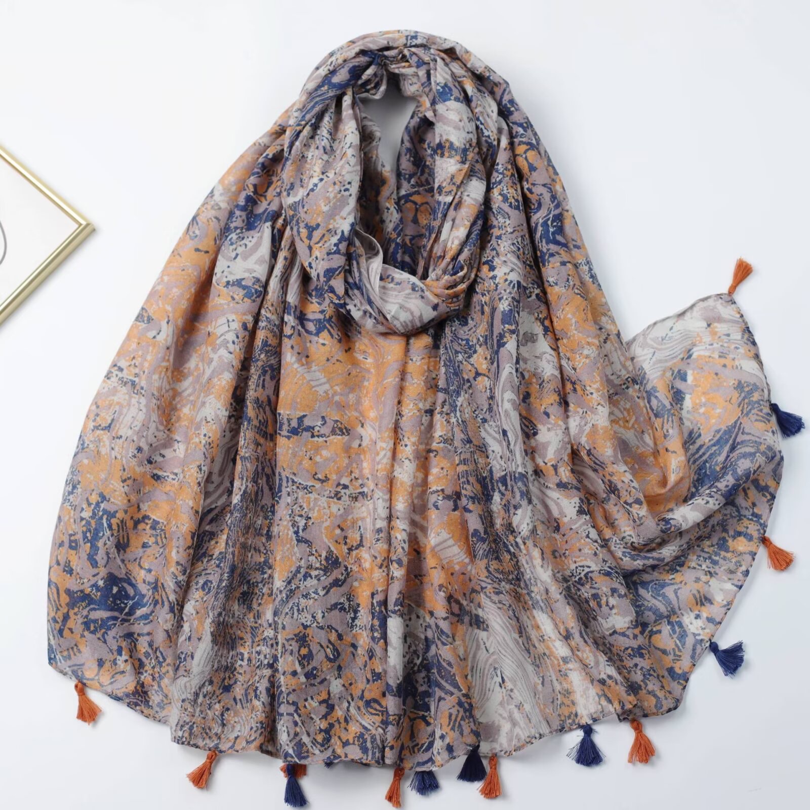 Silk scarf for women, long Muslim headscarf, cashmere imitation brand silk scarf, fashionable, versatile, comfortable and soft scarf, headscarf, silk scarf detail image 15