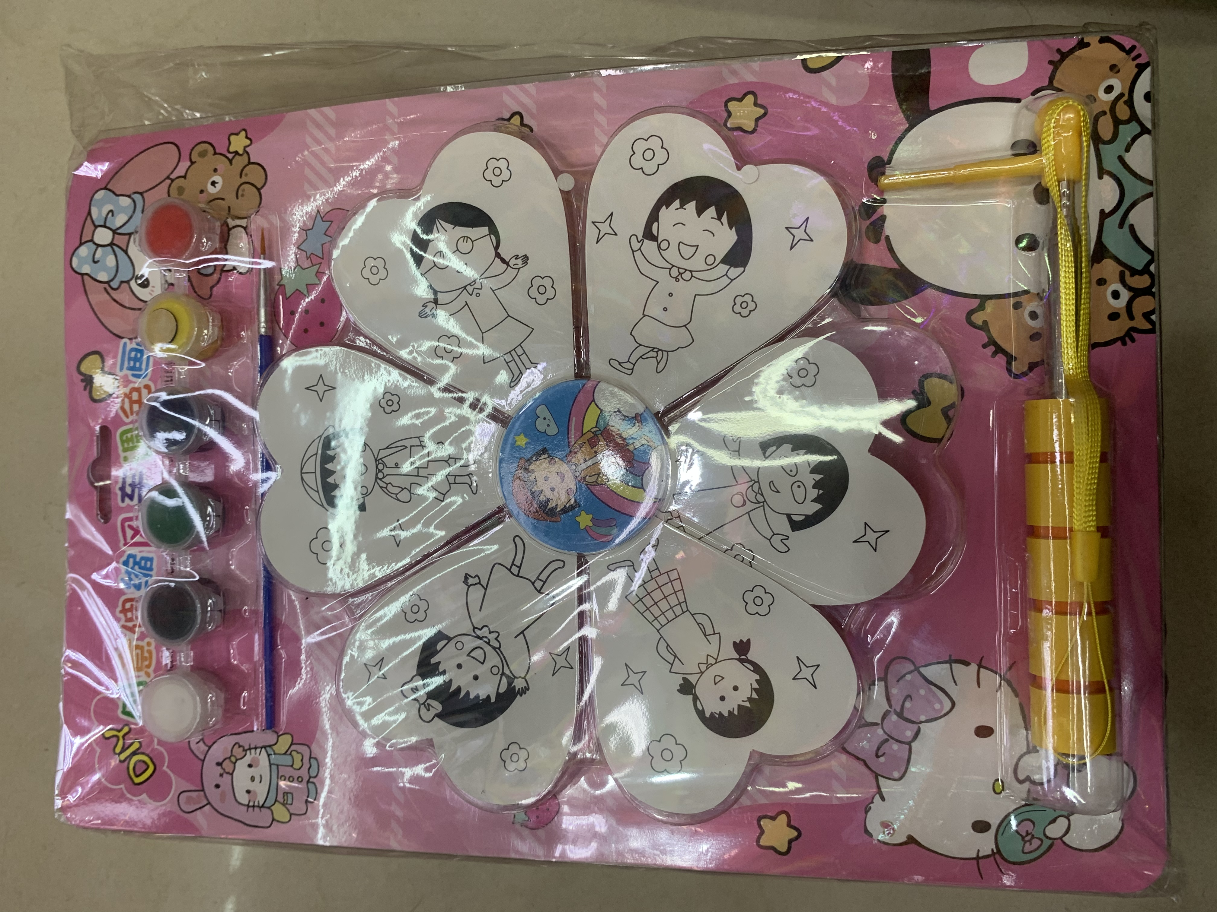 DIY涂鸦画板风车组装夜市玩具中小型儿童风车涂鸦颜料双佳玩具风车