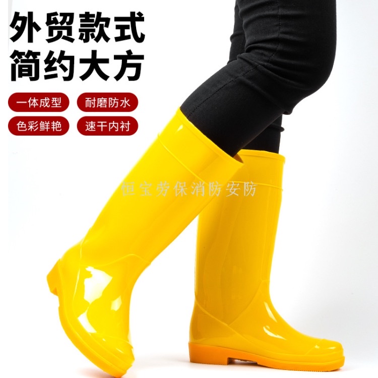 批发雨鞋长筒厚实防滑耐磨跨境雨鞋防水工地厨房洗车多用胶鞋