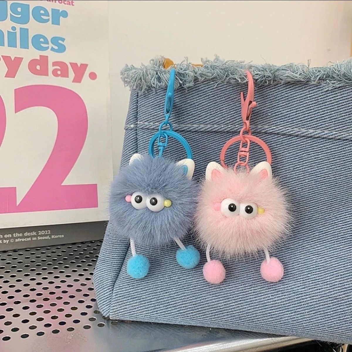 开学礼耳朵小精灵毛绒可爱钥匙扣卡通书包红黄眼超萌情侣闺蜜挂件香水饰品包包挂饰钥匙扣萌萌可爱细节图