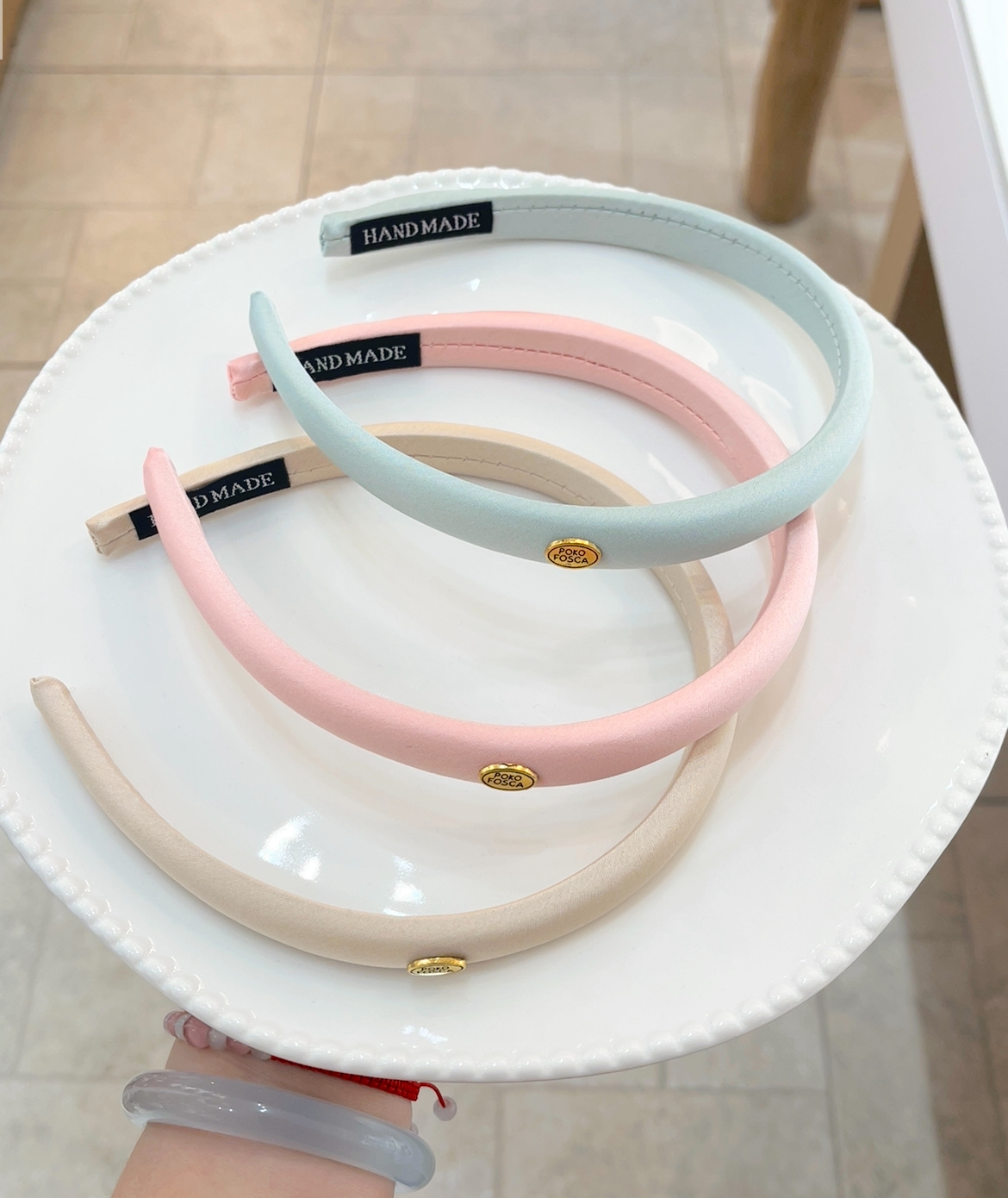 White Satin Korean-Style Hair Band Accessory details Picture