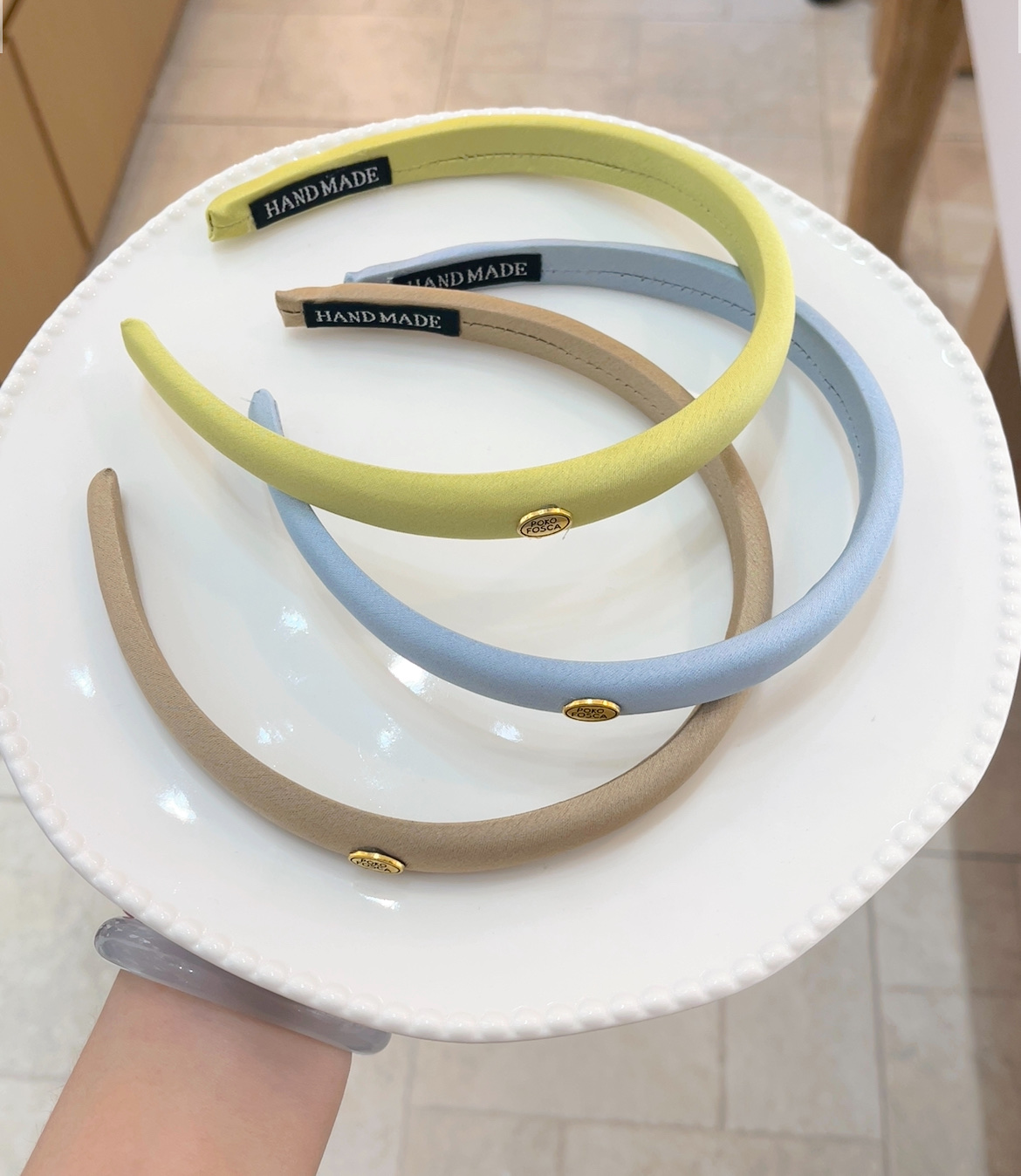 White Satin Korean-Style Hair Band Accessory Specification drawing