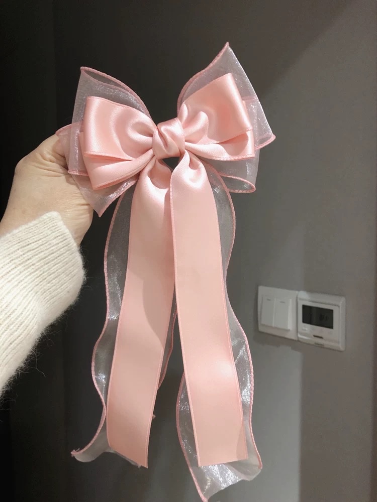 2025春夏精品欧根纱大蝴蝶结飘带儿童发夹女童顶夹公主小女孩发饰发夹