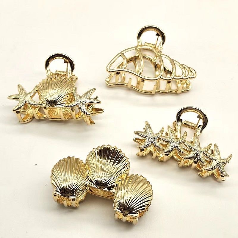 European and American starfish shell alloy gripper, high-end style, updo hair clip, elegant, half tied hair at the back of the head, shark clip headwear details Picture