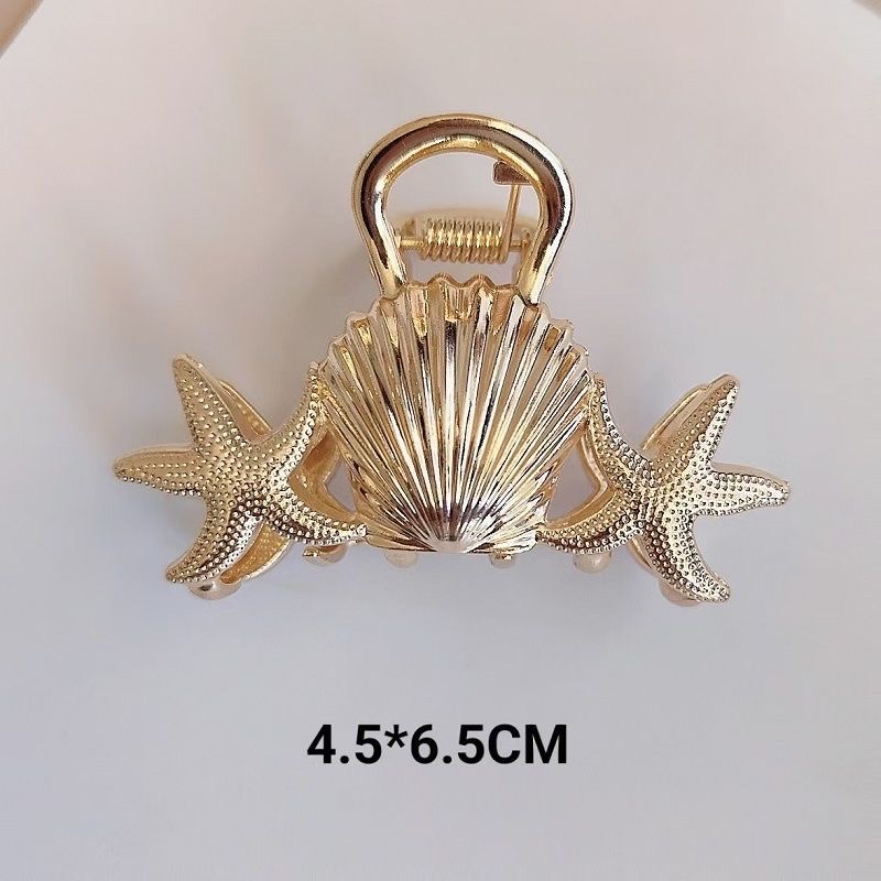 European and American starfish shell alloy gripper, high-end style, updo hair clip, elegant, half tied hair at the back of the head, shark clip headwear detail image 4