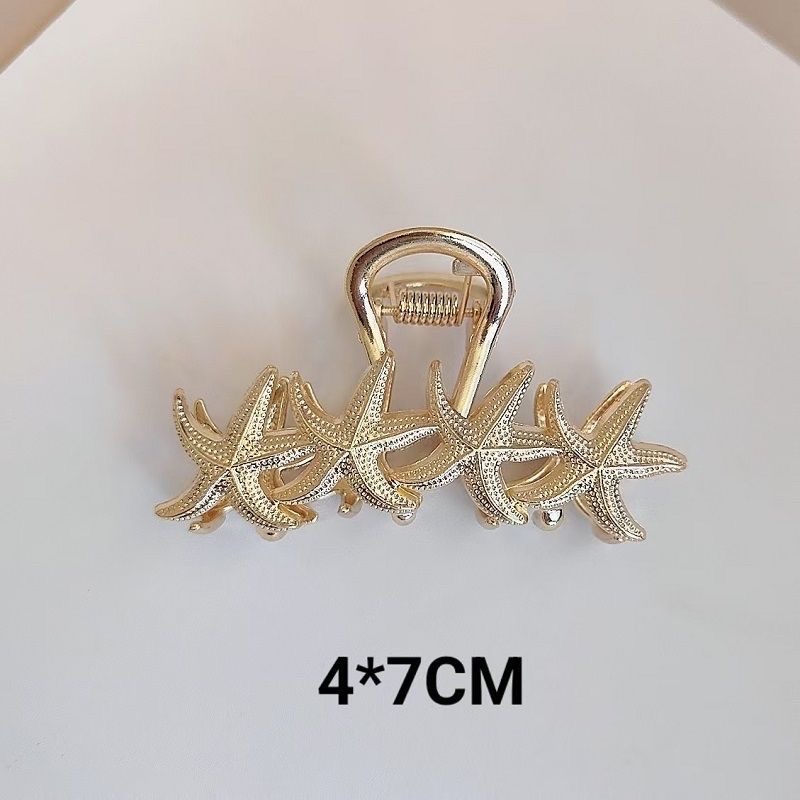 European and American starfish shell alloy gripper, high-end style, updo hair clip, elegant, half tied hair at the back of the head, shark clip headwear detail image 2