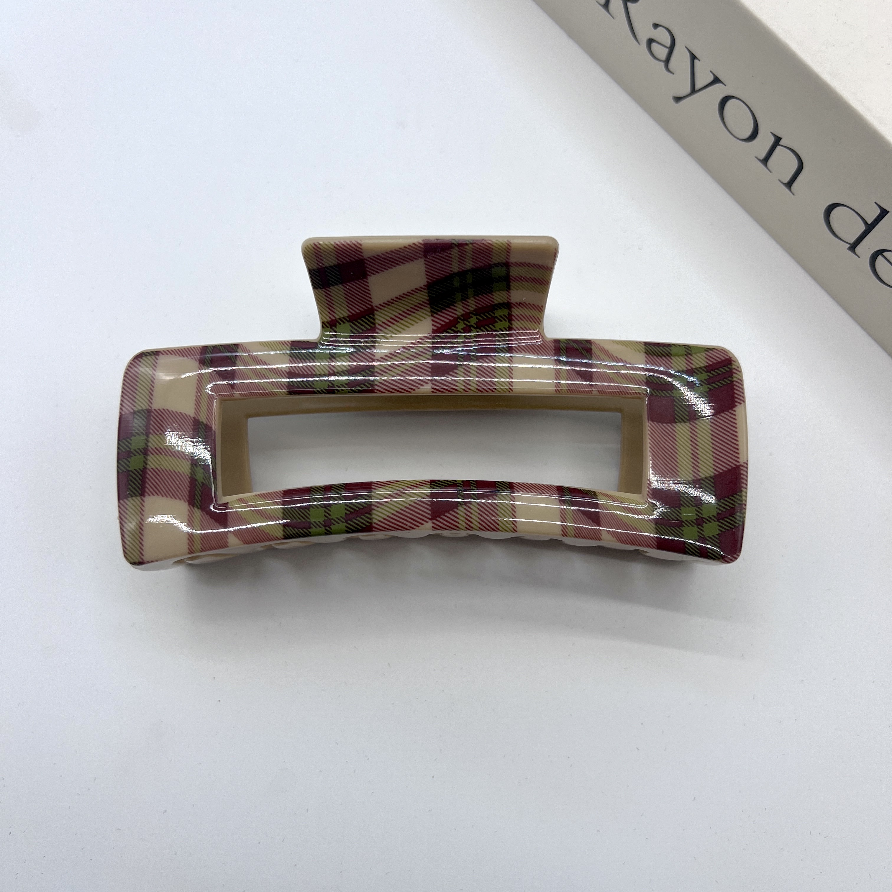 Laid-back Christmas color red and green checkered large grabber 2025 new niche updo shark clip hair accessory for women detail image 7