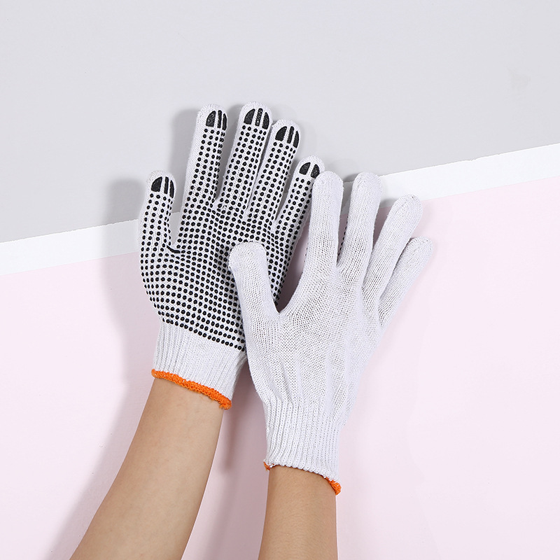 十针点胶纱手套现货 点塑600克漂白十针防滑耐磨劳保防护手套定做21