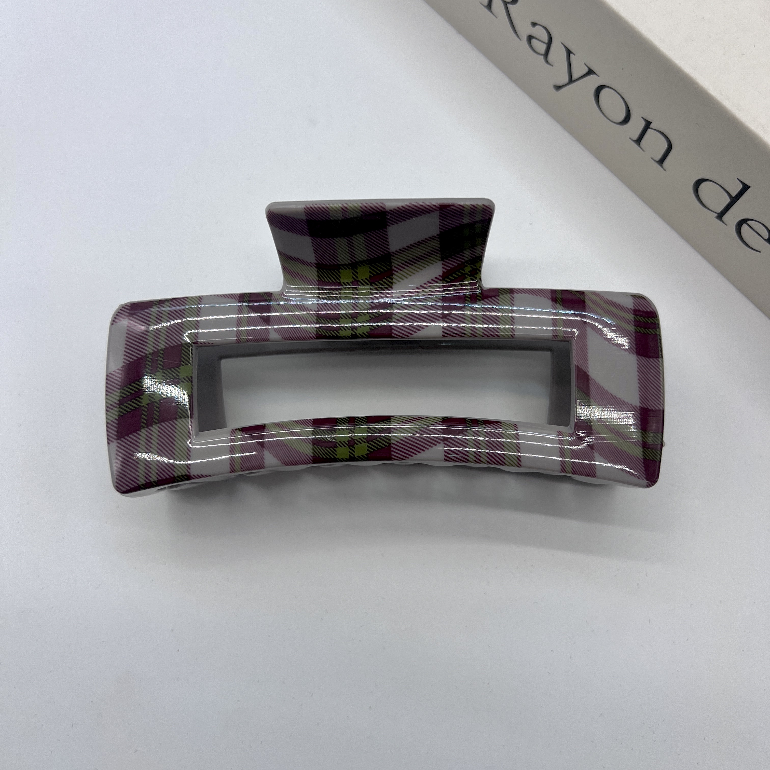 Laid-back Christmas color red and green checkered large grabber 2025 new niche updo shark clip hair accessory for women detail image 8