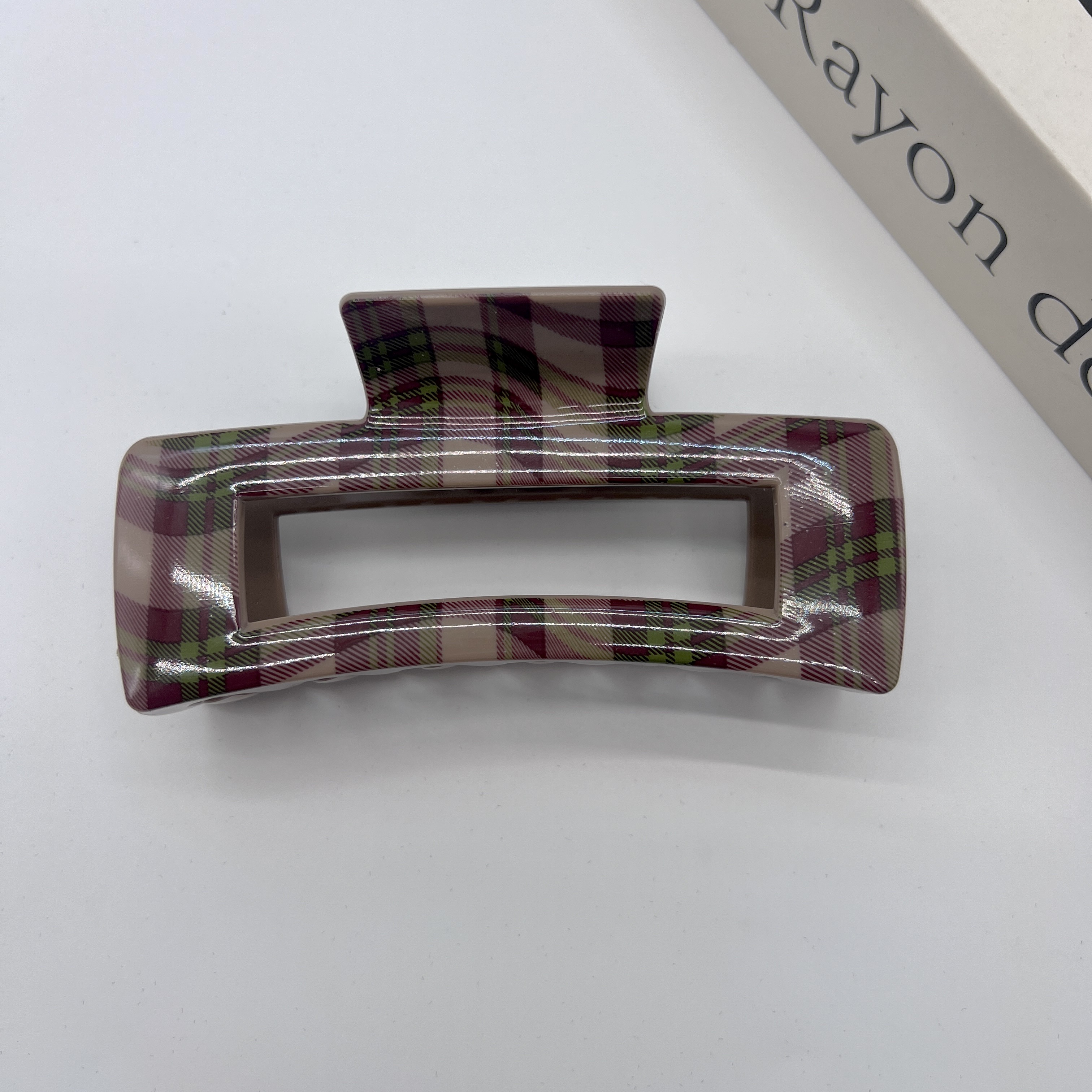 Laid-back Christmas color red and green checkered large grabber 2025 new niche updo shark clip hair accessory for women detail image 10