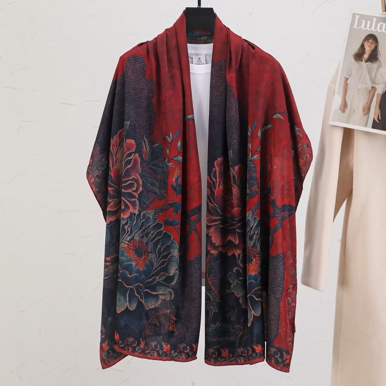 时尚欧美风长款披肩百搭保暖围巾秋冬新款女士潮流款式围巾长款白底实物图