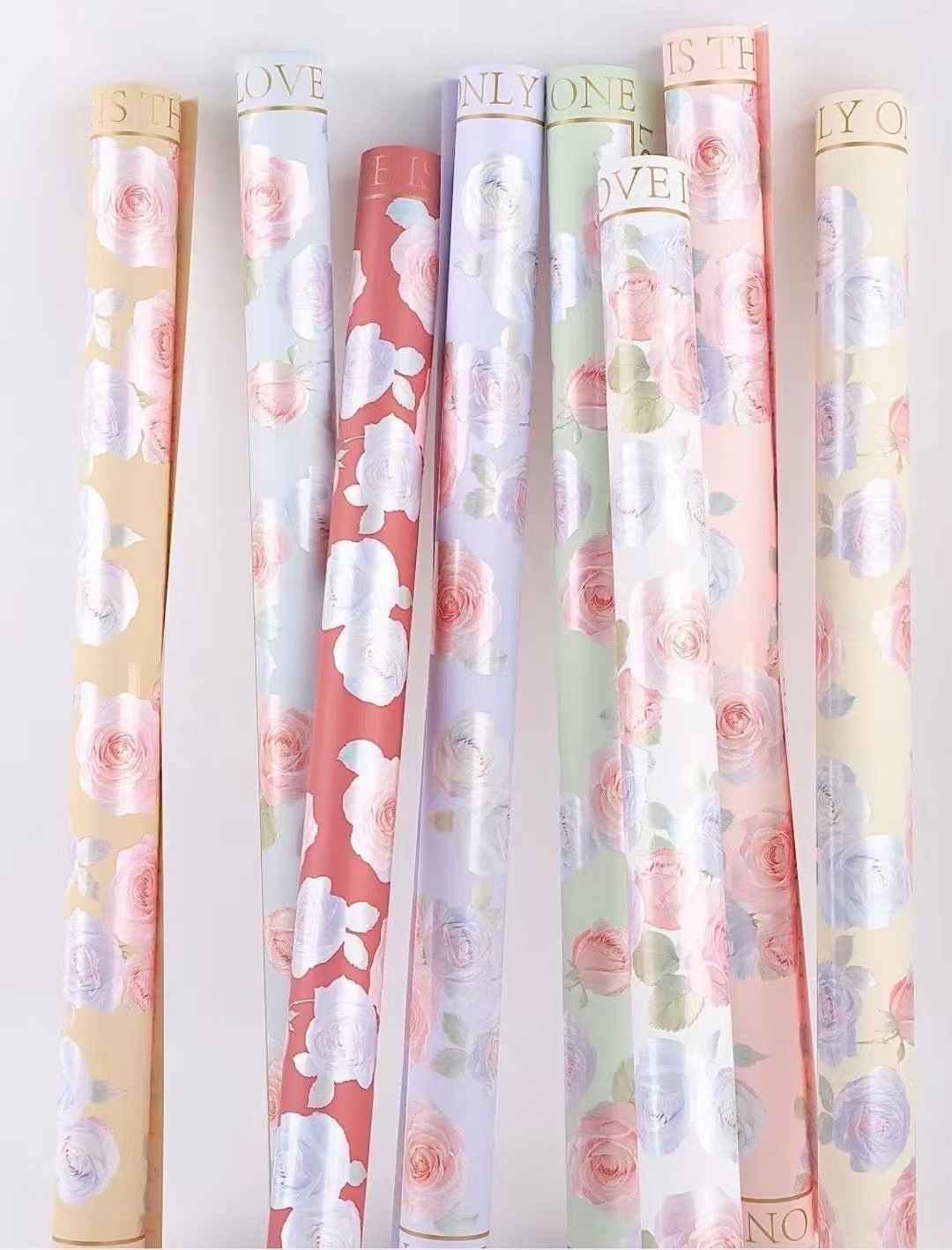 Pengfa Packaging Neon rose Flower Paper, fresh flower packaging paper, waterproof bouquet packaging paper, small bouquet packaging, single flower packaging, matte plastic paper flower materials Item Picture