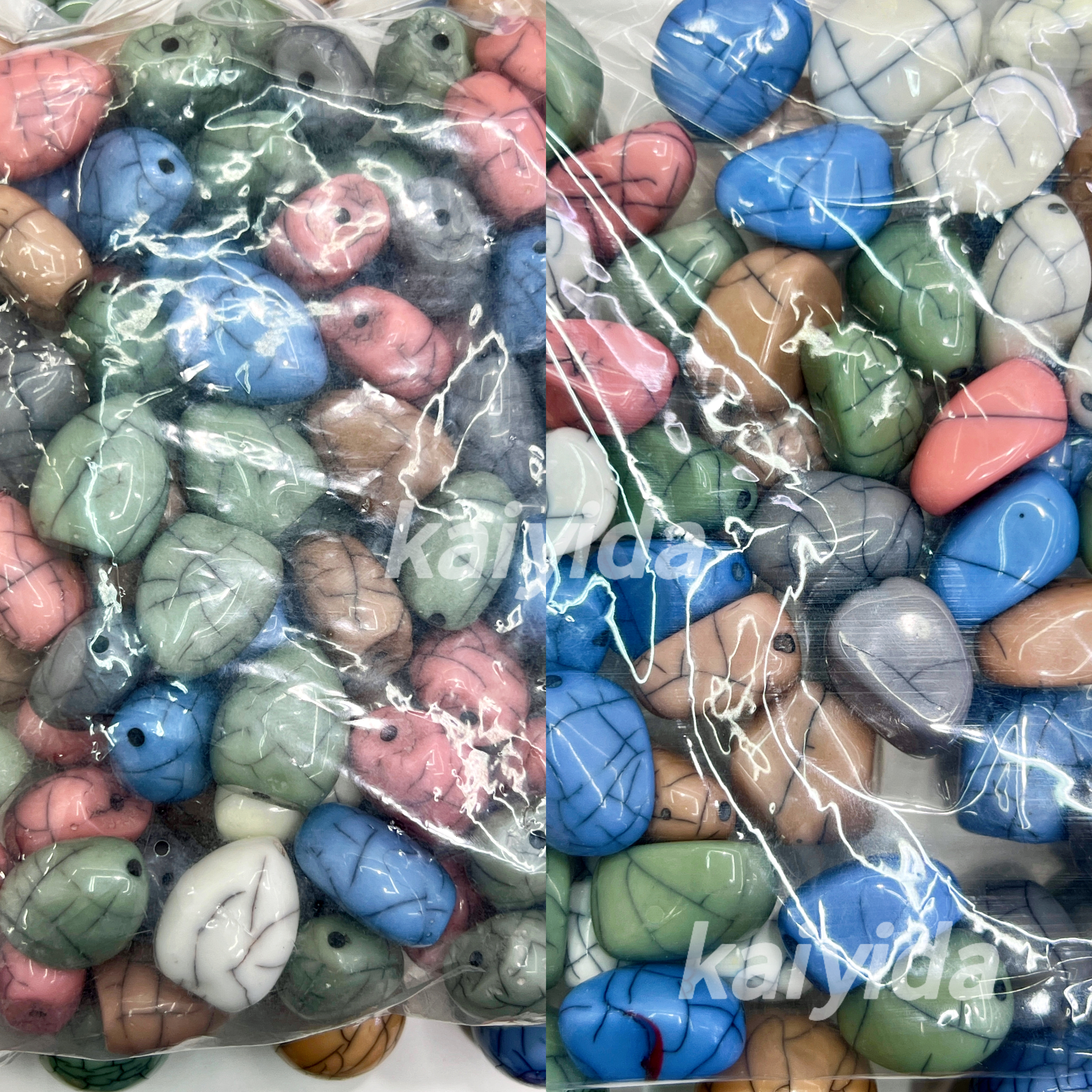 树脂裂纹异形直孔珠子 半片手工diy装饰配件 手串手链项链吊坠耳环散珠饰品白底实物图