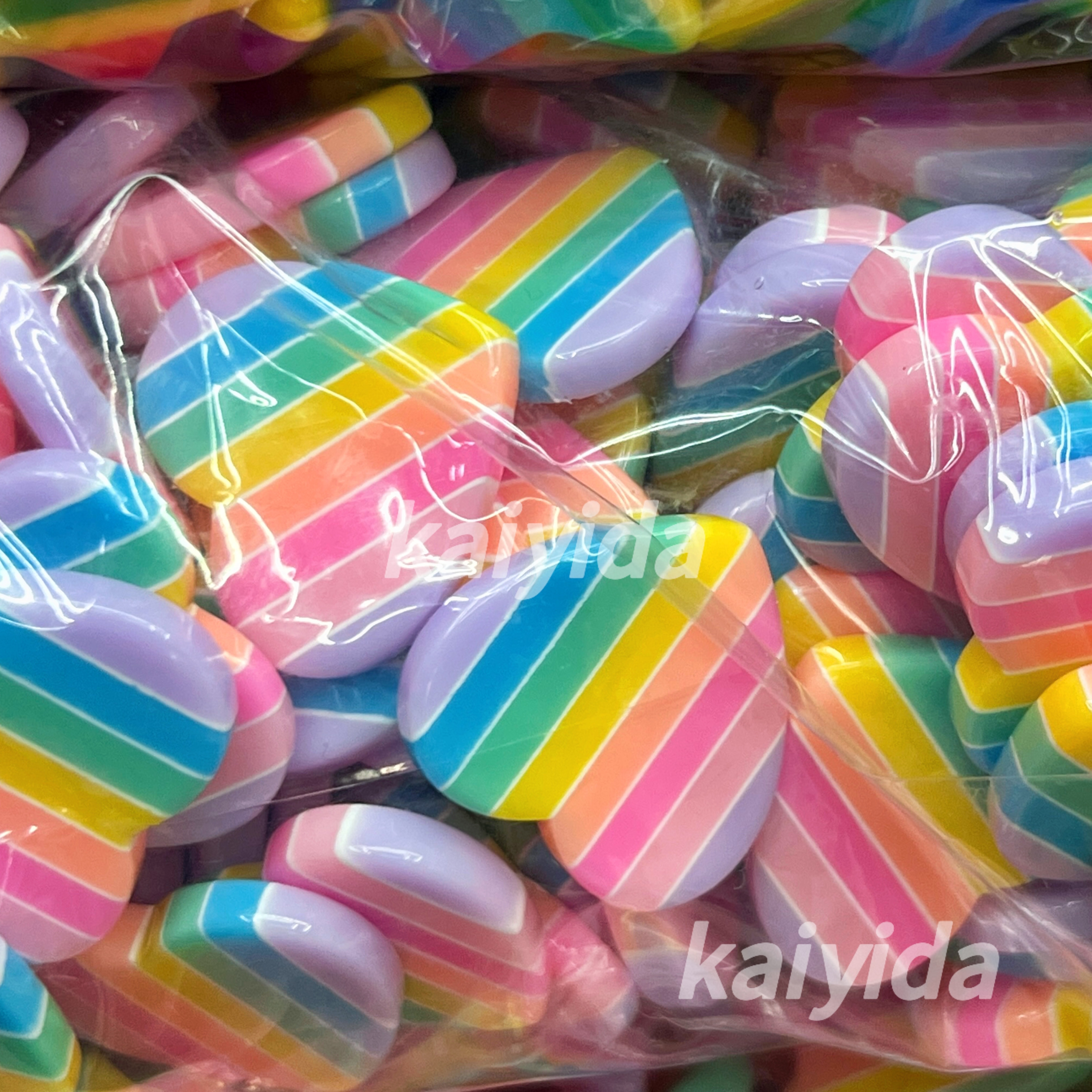 树脂饰品配件 七彩条纹五角星爱心 带挂孔 饰品配件 diy手工配件详情图2