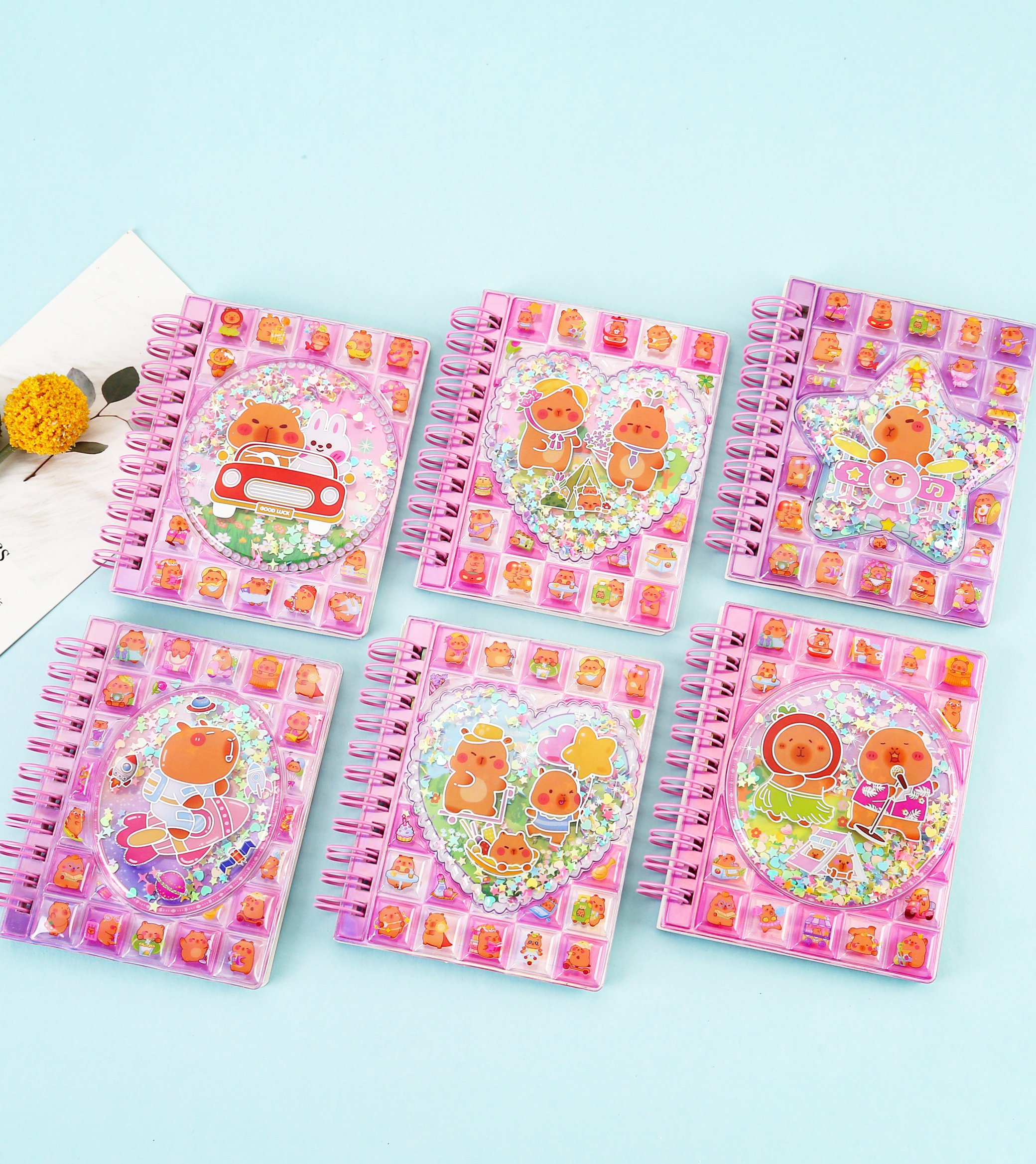 新品LSGG亮片笔记本，流沙摇摇乐亮片减压线圈本，高颜值精致网红笔记本详情图12