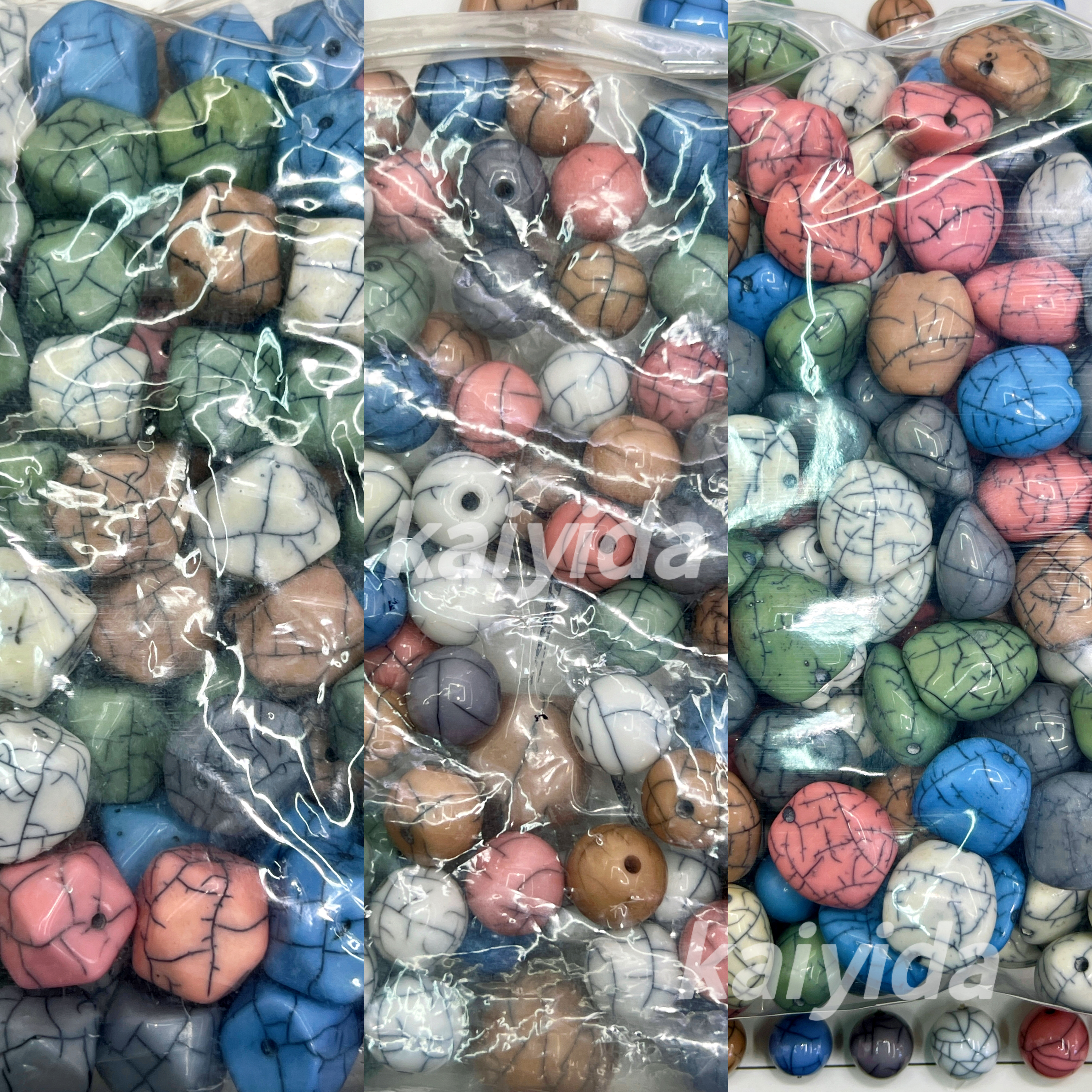 树脂裂纹异形直孔珠子 半片手工diy装饰配件 手串手链项链吊坠耳环散珠饰品细节图