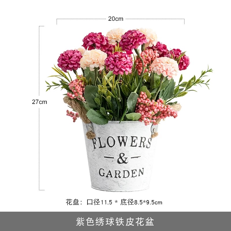 仿真花盆栽北欧风铁桶插花假花绢花玫瑰花束干花客厅桌面摆件植物仿真花假花详情图5