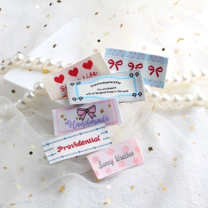 ins colored woven labels, fabric labels, embroidered labels, DIY handmade clothing decoration materials and accessories detail image 4