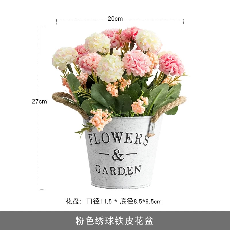 仿真花盆栽北欧风铁桶插花假花绢花玫瑰花束干花客厅桌面摆件植物仿真花假花详情图4
