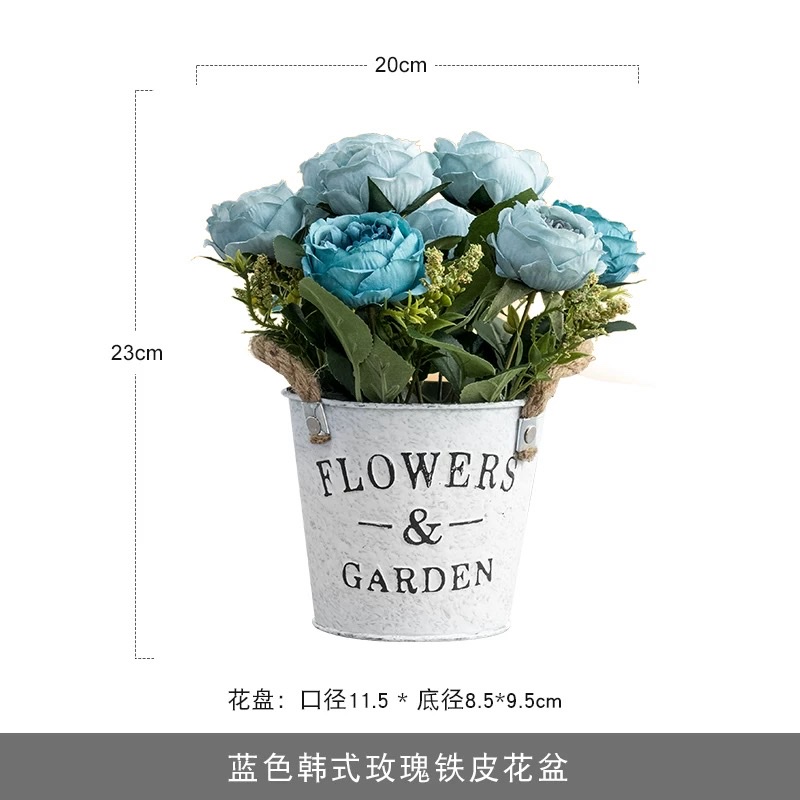 仿真花盆栽北欧风铁桶插花假花绢花玫瑰花束干花客厅桌面摆件植物仿真花假花详情图9