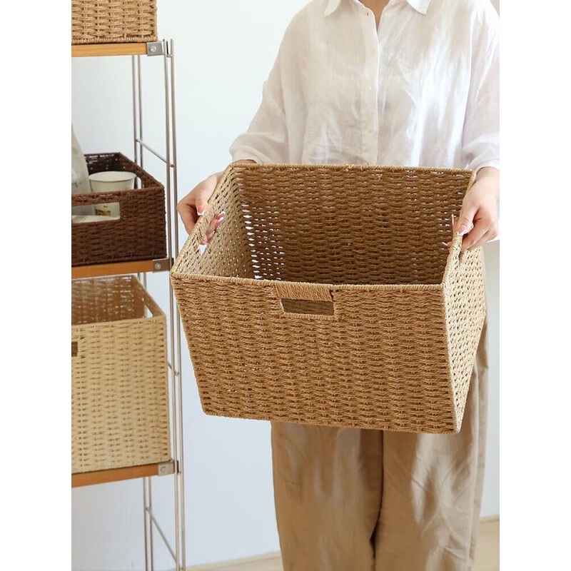 厂家直销收纳盒草编藤编杂物玩具零食家用收纳筐收纳箱收纳框编织收纳编织篮子编织筐产品图