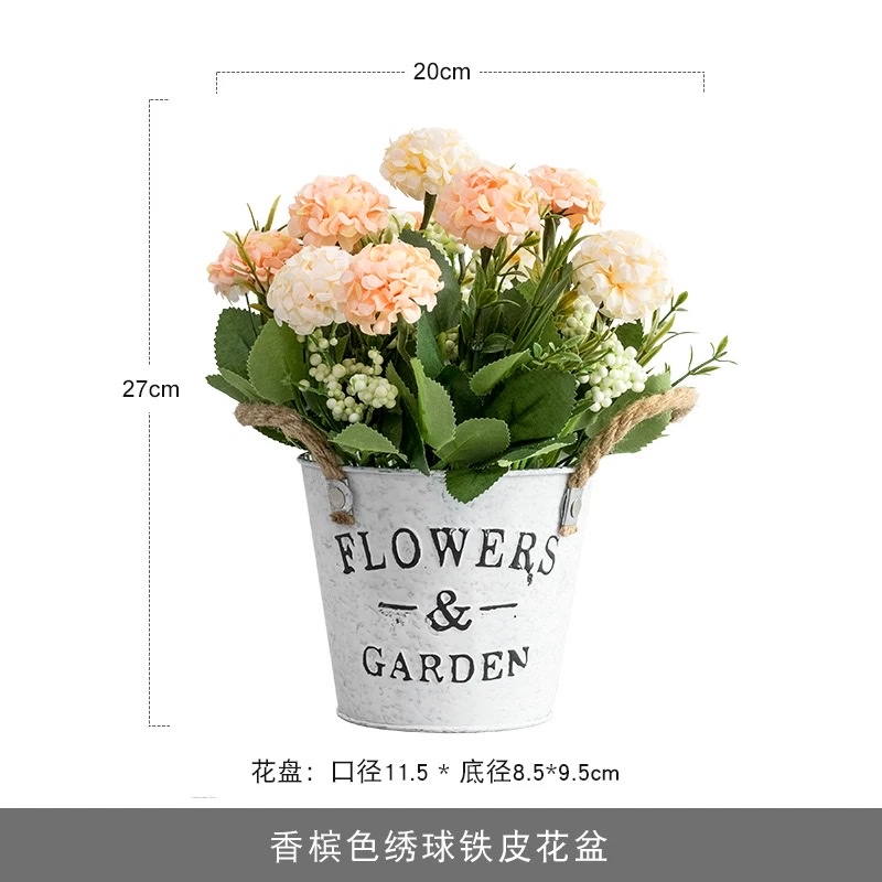 仿真花盆栽北欧风铁桶插花假花绢花玫瑰花束干花客厅桌面摆件植物仿真花假花详情图7