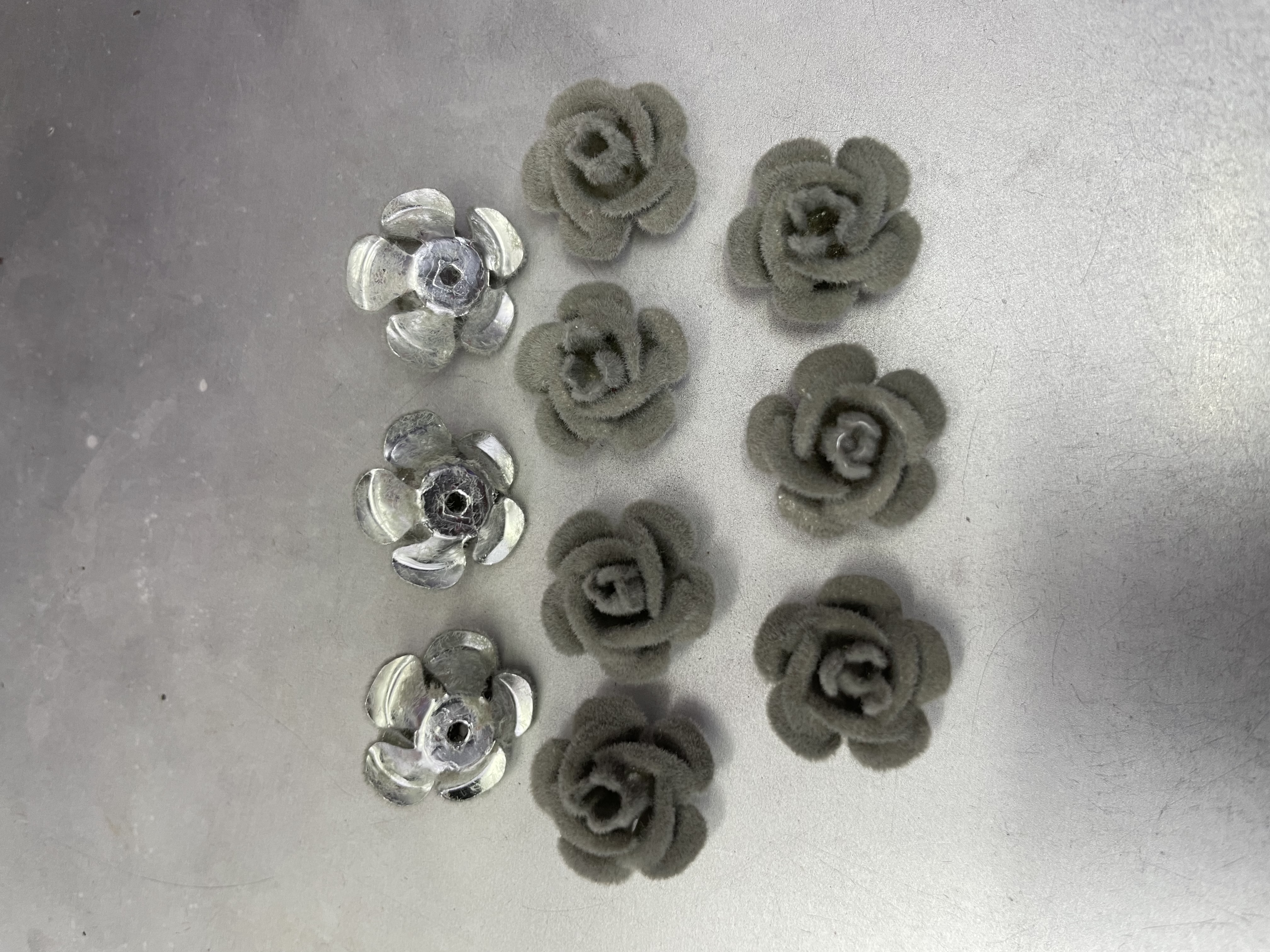 15mm aluminum floral flocking, single-sided grey