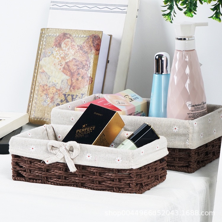 草编收纳筐脏衣服收纳篮零食杂收纳盒卧室储物编织收纳框厂家批发编织筐小号产品图