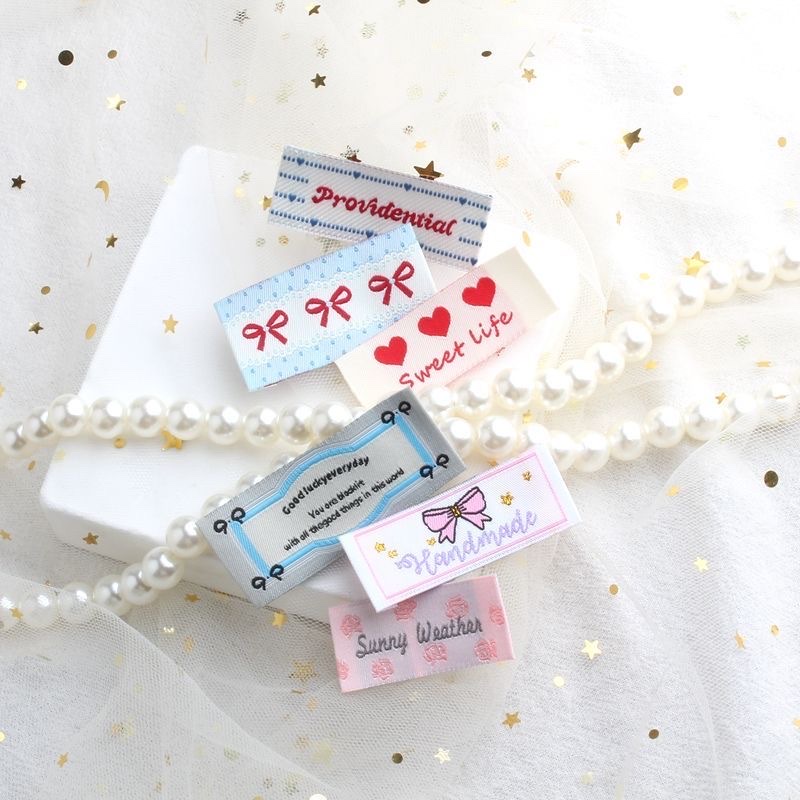 ins colored woven labels, fabric labels, embroidered labels, DIY handmade clothing decoration materials and accessories details Picture