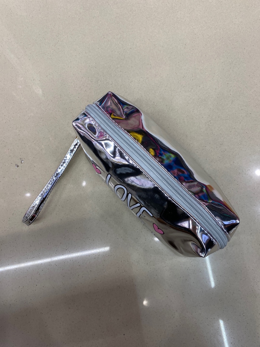 佳佳家021银色韩版防水love forever化妆包01