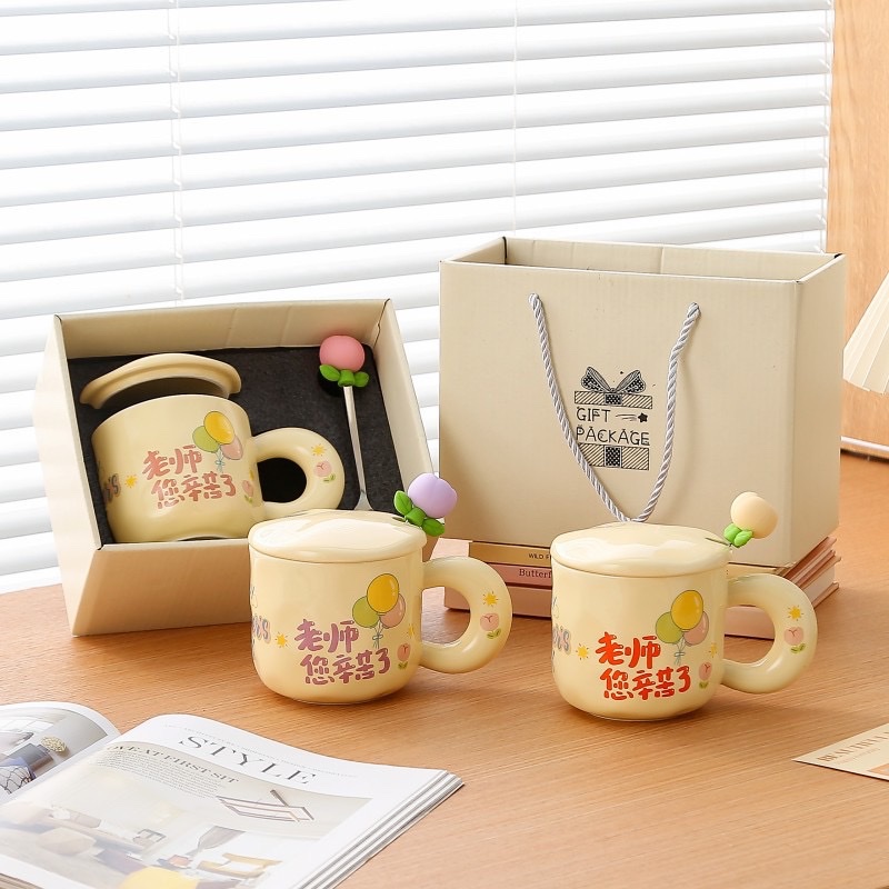 Teachers' Day cup gift for teachers, with lid and spoon, gift box packaging details Picture