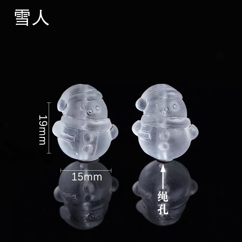 天然 白水晶 雪人 磨砂diy配饰简约百搭礼物挂件详情图3
