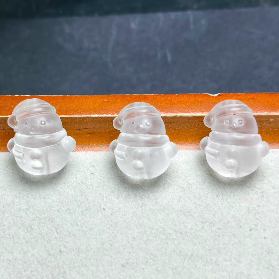 天然 白水晶 雪人 磨砂diy配饰简约百搭礼物挂件详情图4