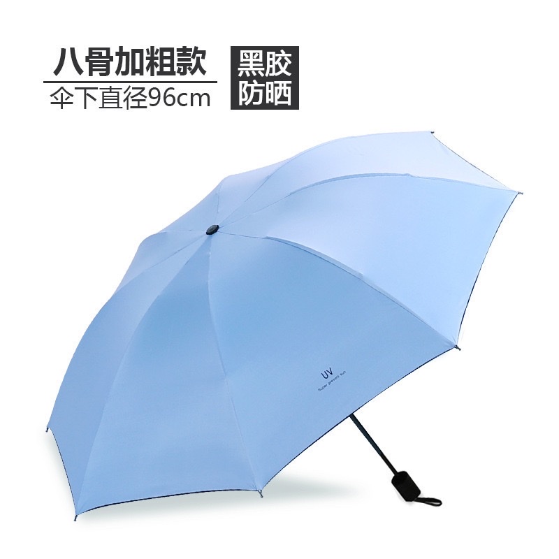 Manual UV black rubber umbrellas, three-fold umbrellas, sun protection and UV-blocking sunshade umbrellas, sun umbrellas, all-weather umbrellas, wholesale sun protection umbrellas detail image 4
