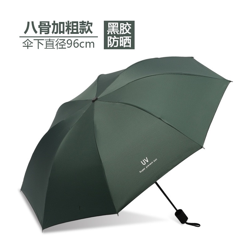 Manual UV black rubber umbrellas, three-fold umbrellas, sun protection and UV-blocking sunshade umbrellas, sun umbrellas, all-weather umbrellas, wholesale sun protection umbrellas Specification image