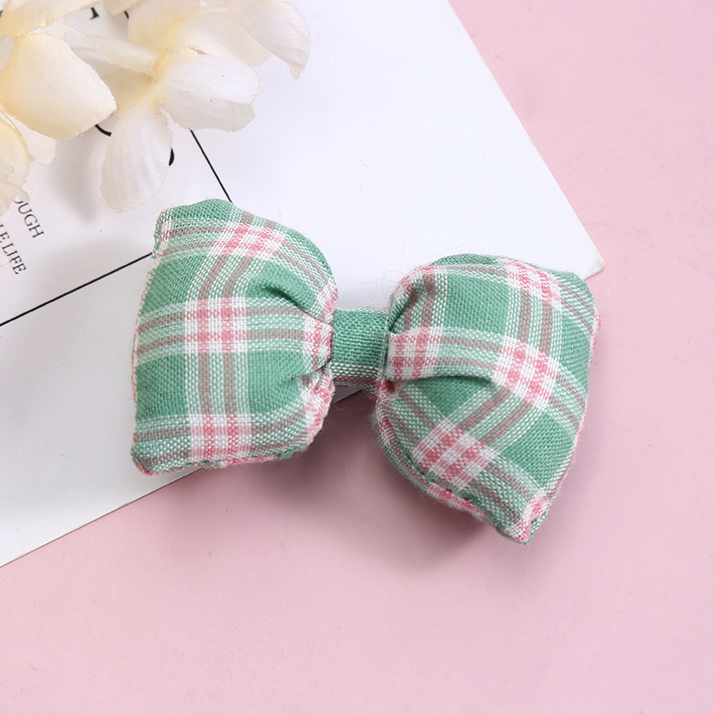 Wholesale of Korean-style cotton and linen checkered pure cotton waist bags, bows, children's hairpins, clothing accessories, brooches and jewelry accessories details Picture