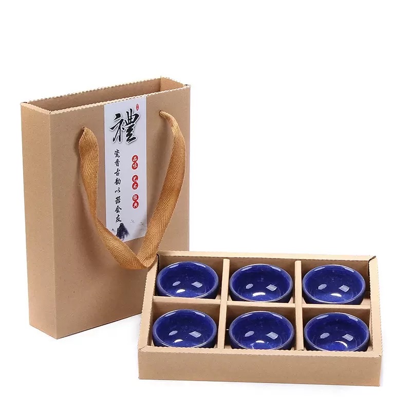 茶具套装陶瓷抹茶旅行包装便携茶具组合适合泡茶品茗休闲家用旅行用6杯一盒冰裂小茶杯陶瓷茶具套装产品图