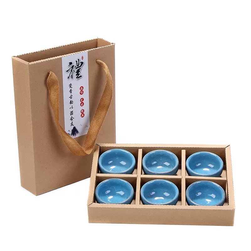 茶具套装陶瓷抹茶旅行包装便携茶具组合适合泡茶品茗休闲家用旅行用6杯一盒冰裂小茶杯陶瓷茶具套装细节图
