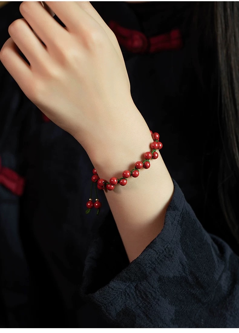 朱砂平安锁玉隋手串2025本命年帝王砂红手链七夕送女友礼物珠子