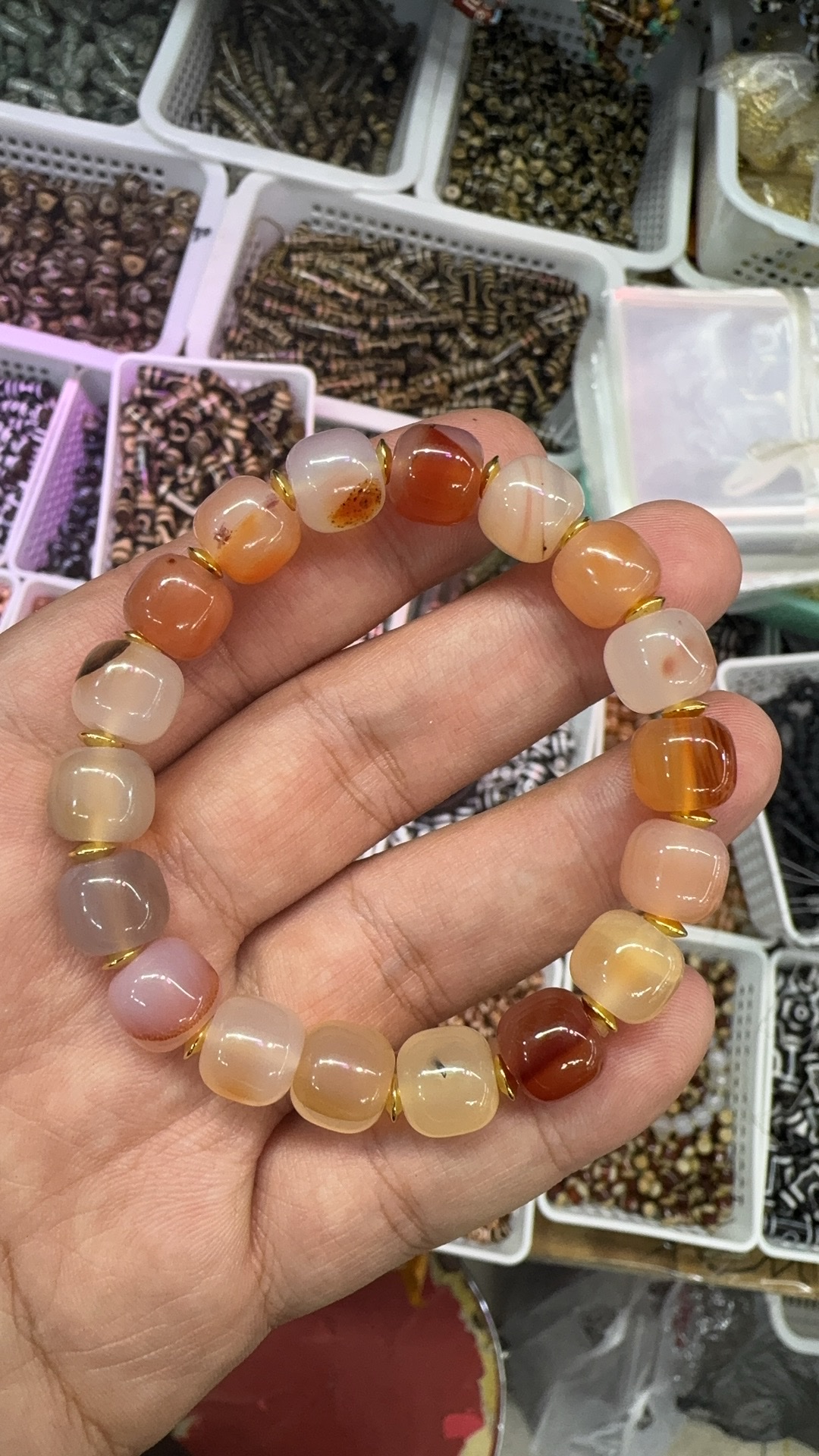 生哥玛瑙 天然粉老型手链 天然玛瑙手链 手串 diy