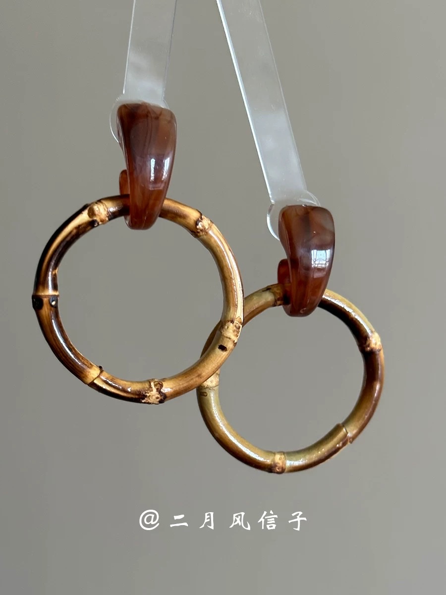 饰品竹编耳环时尚气质百搭优雅女款配饰
