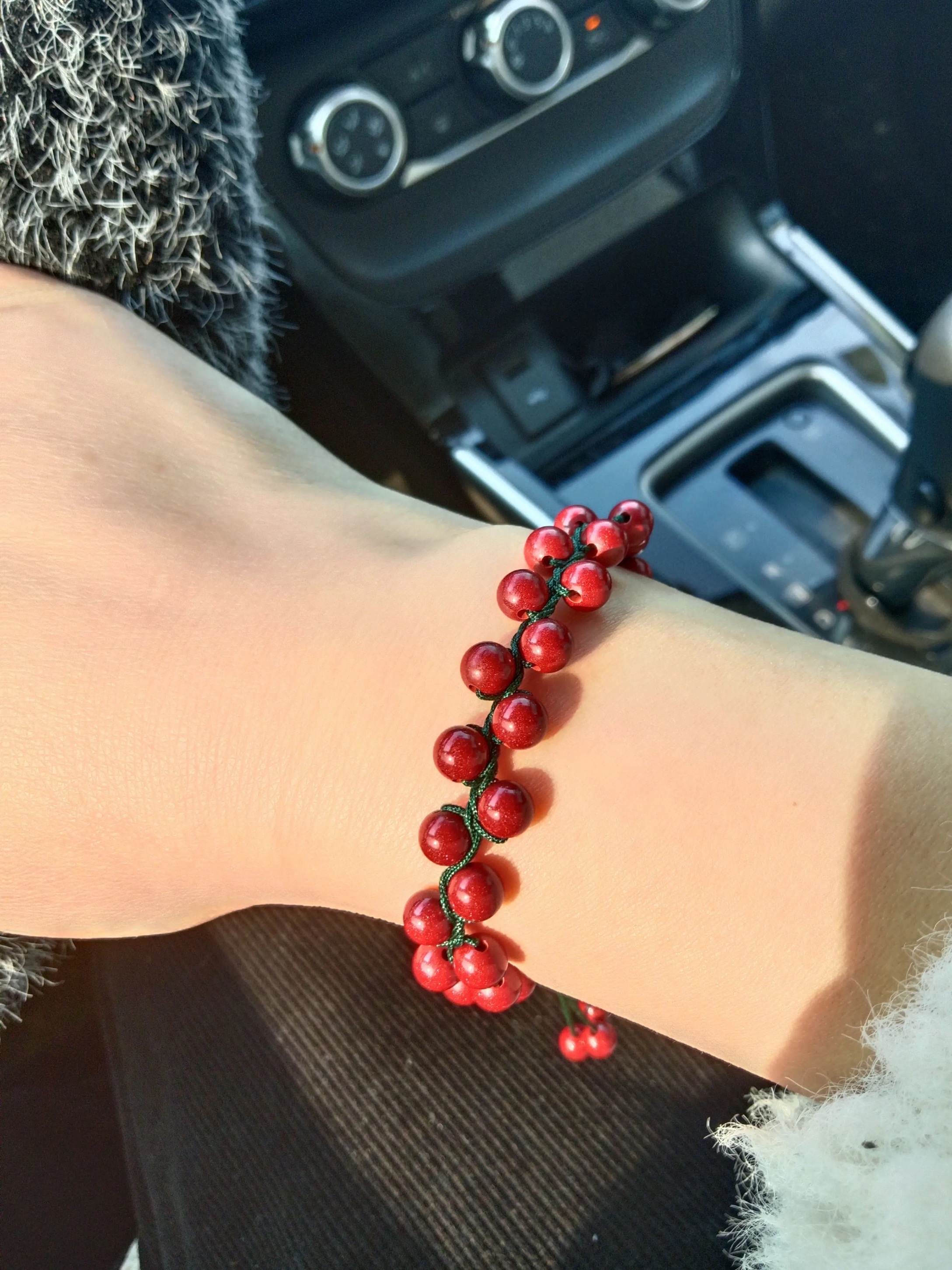 朱砂平安锁玉隋手串2025本命年帝王砂红手链七夕送女友礼物珠子细节图