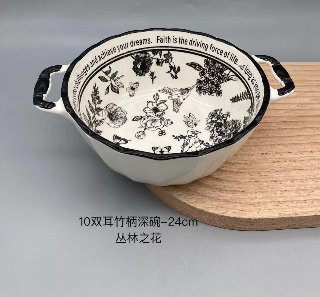 方圆陶瓷黑色印花系列餐具详情图3